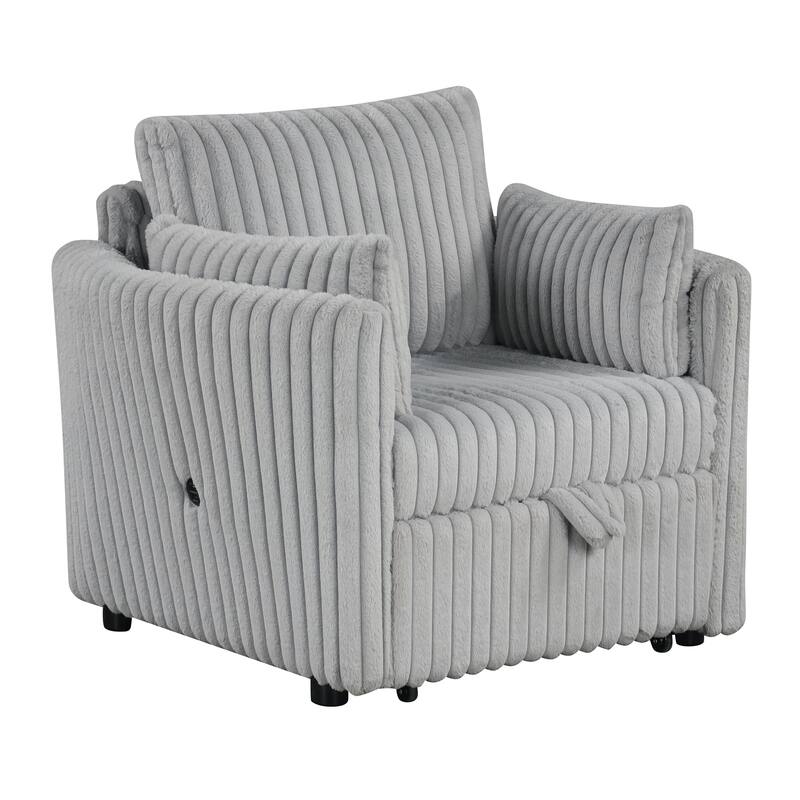 Modern Fabric Sleeper Single Sofa with USB and 2 pillows