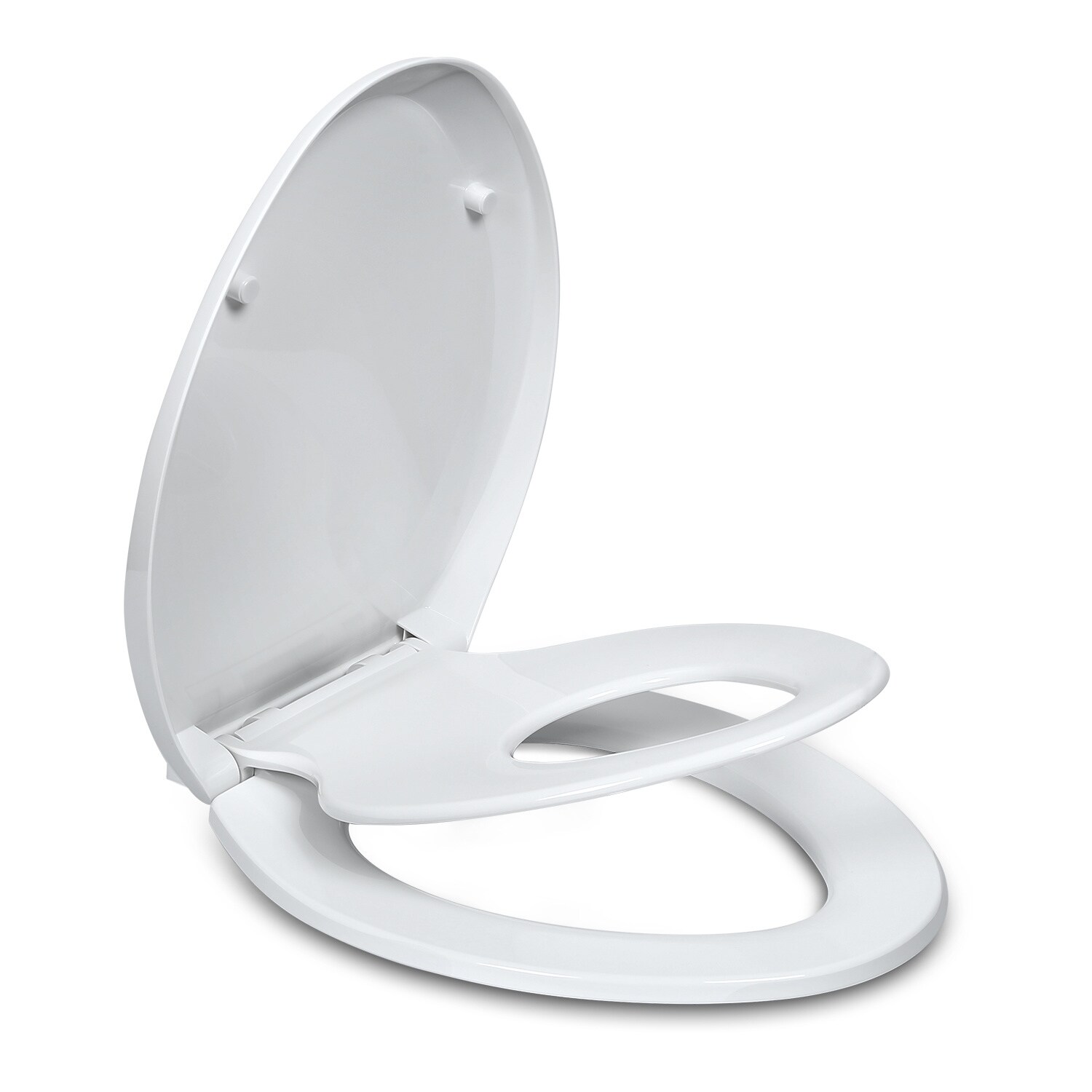 thumbnail image 2 of Plumboss Elongated Toilet Seat With Built-in Potty Training Seat – Off White Quiet Close 2 of 6