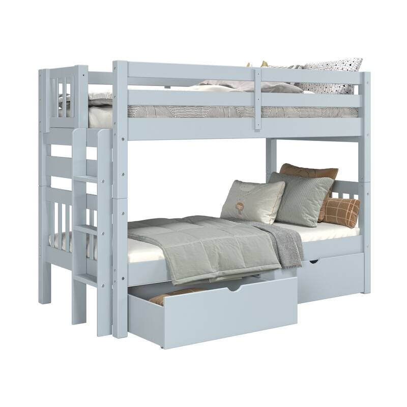 Taylor & Olive Trillium Twin over Twin Bunk Bed with Ladder, 2 Drawers