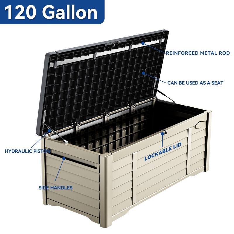 120 Gallons Water Resistant Lockable Deck Box