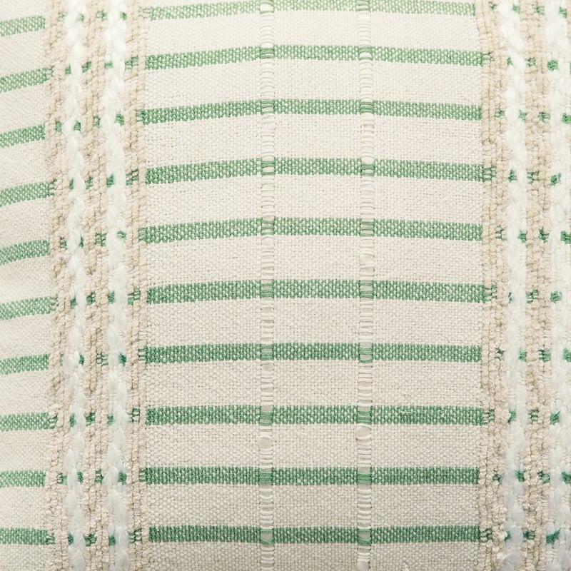 Tony 20 Inch Throw Pillow Set of 4, Striped Design, White and Green Cotton