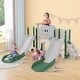 preview thumbnail 19 of 43, 7 in 1 Toddler Slide Playset, Kids Climbers Playground with Double Slides, Arch Tunnel, Ring Toss and Basketball Hoop Green