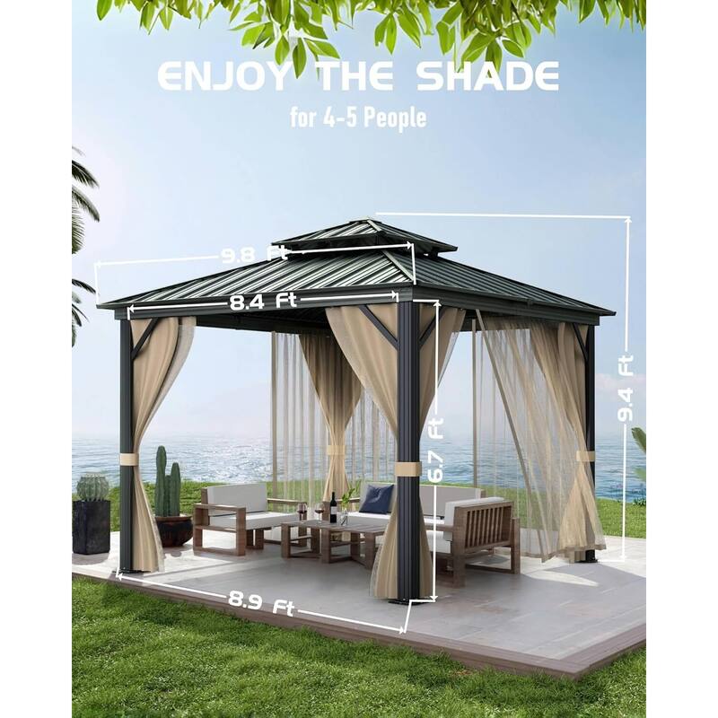 10'x10' Hardtop Gazebo for Patio, Deck, Backyard, Lawn, and Garden - 10X10 Ft