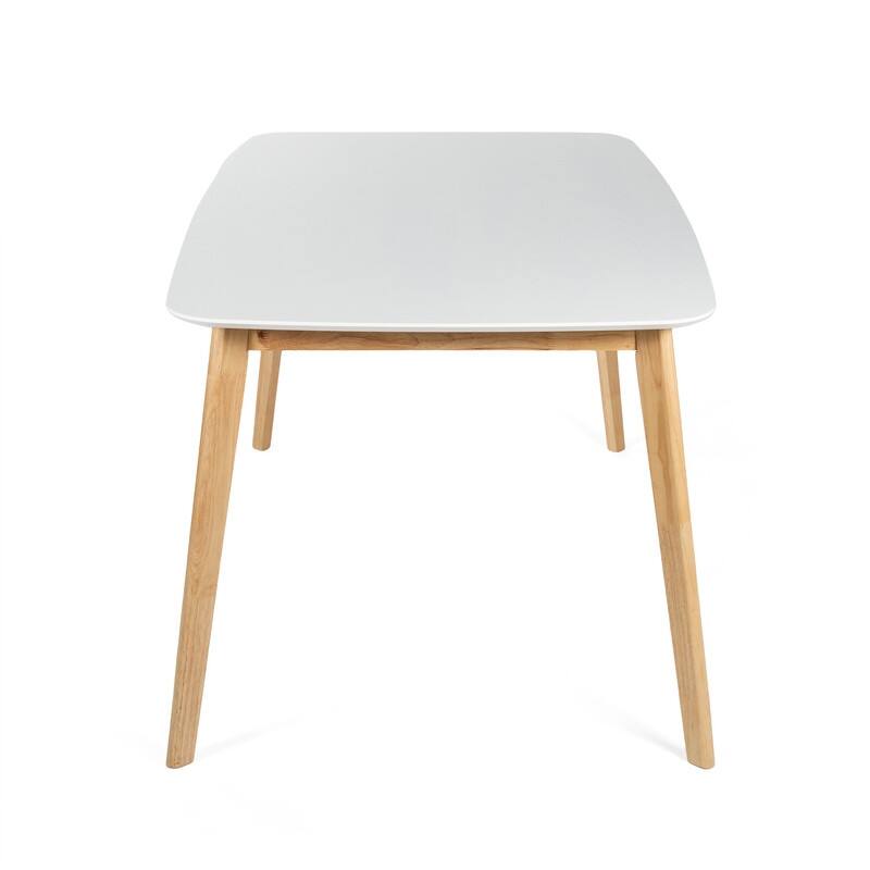 Mid-Century Modern Dining Table - Rubberwood Legs & Faux Wood Top