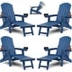 preview thumbnail 67 of 78, WINSOON All Weather HIPS Folding Adirondack Chair with Ottoman, 5-Gear Adjustable Backrest and Retractable Ottoman Set of 4 Navy x4