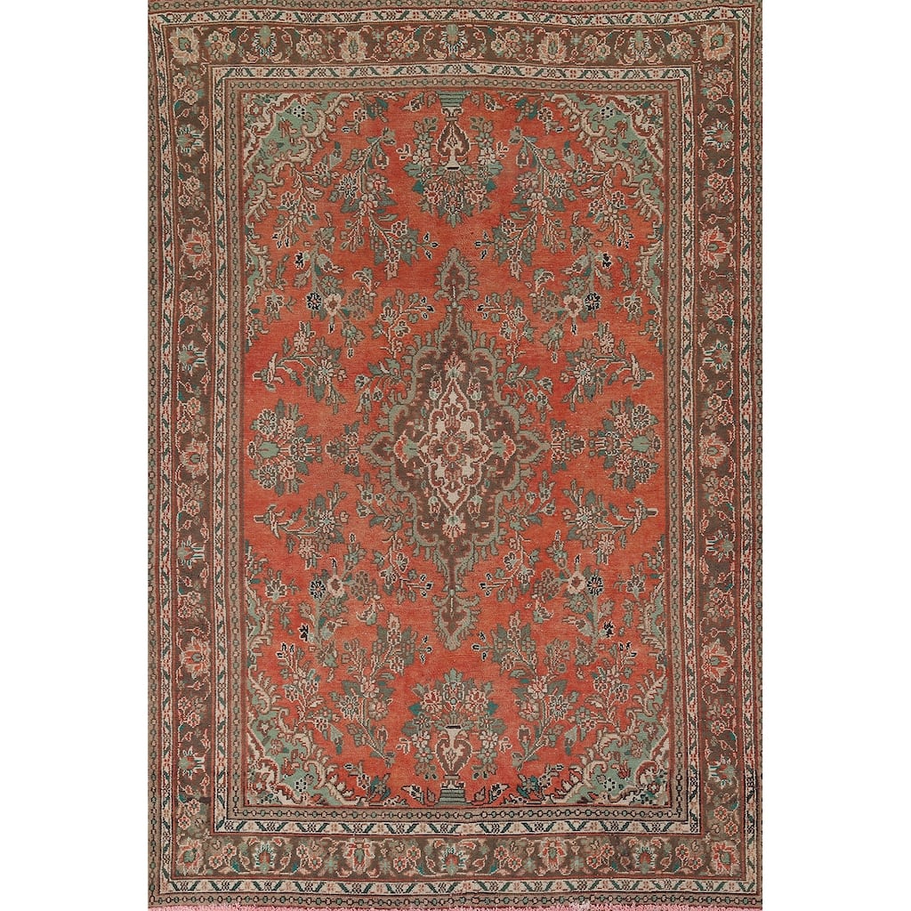 Floral Hamedan Vintage Persian Area Rug Handmade Wool Carpet - 6'6" x 9'10"
