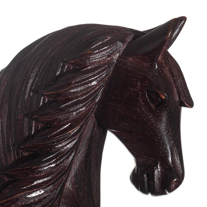 Novica Handmade Proud Peruvian Walking Horse Cedar Wood Sculpture