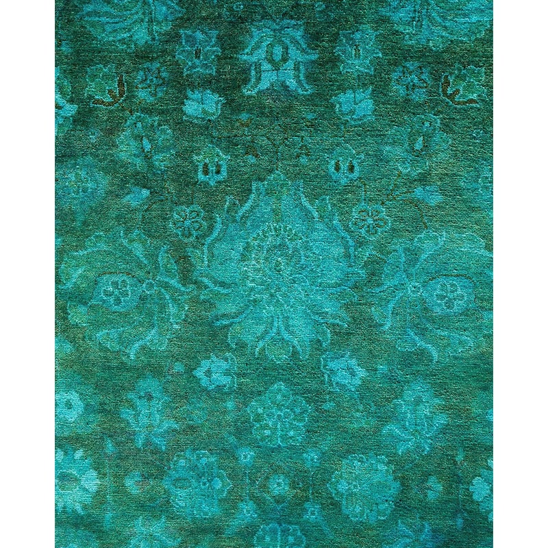Overdyed, One-of-a-Kind Hand-Knotted Area Rug - Green - 6' 3" x 9' 1"
