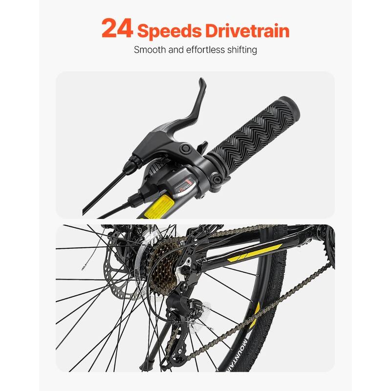Aluminum Mountain Bike with 24 Speeds and Full Suspension - 74.8” L x 25” W x 40.6” H