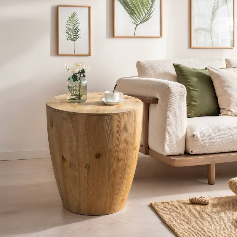 Modern Coffee Table Vintage Style Bucket Shaped Coffee Table with Hollow, for Office Dining Room and Living Room