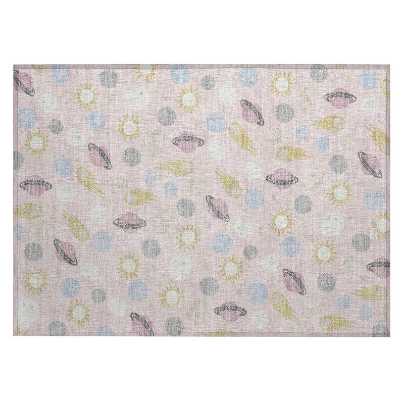 Machine Washable Indoor/ Outdoor Planets Comets Chantille Rug