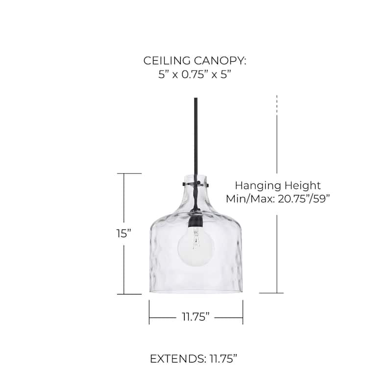 1-Light Clear Water Glass Shade Pendant