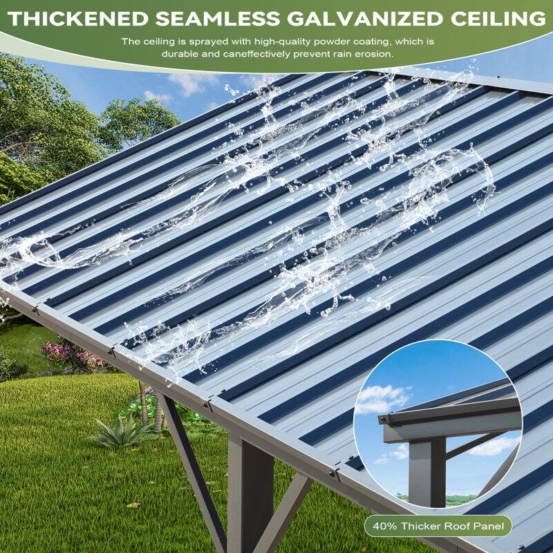 Erommy Outdoor Carport with Galvanized Steel Roof, Heavy-Duty All-Weather Shelter for Cars, Boats and Equipment