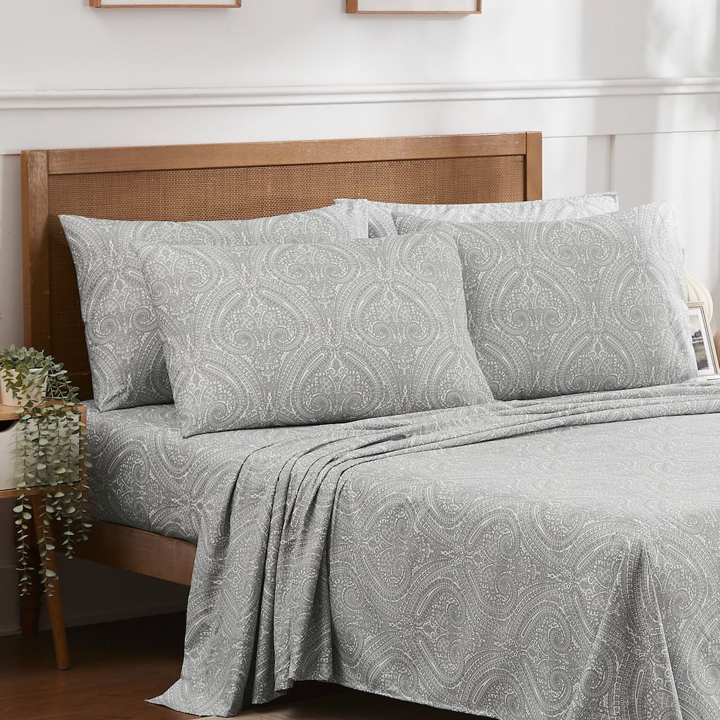 Sweet Home Collection Paisley 6 Piece Printed Sheet Set, Deluxe Ultra Soft 1500 Series, Double Brushed Microfiber