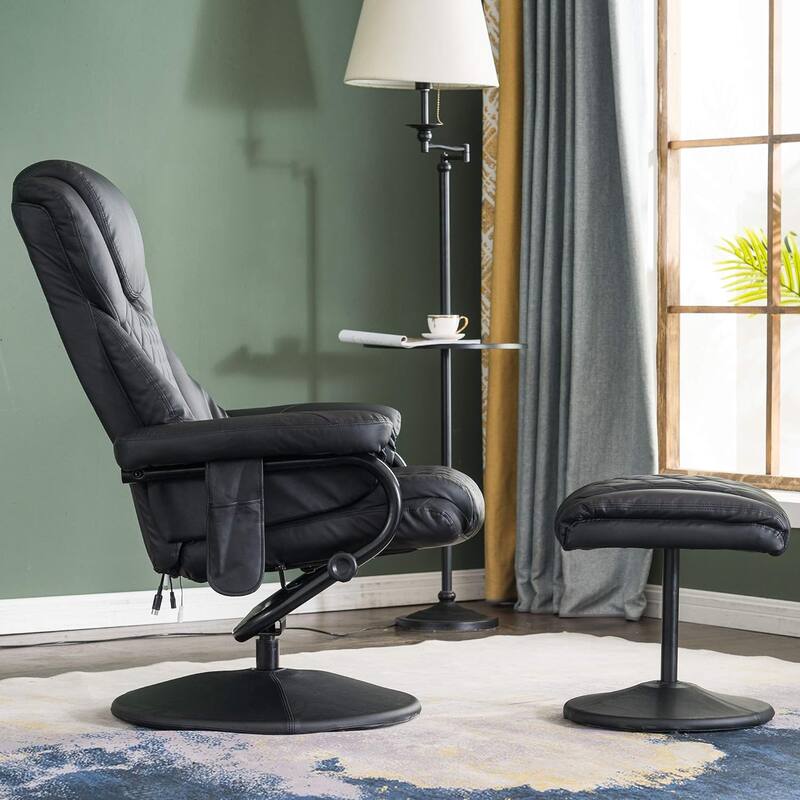 MCombo set of 2 Faux Leather Swivel Massage Recliner with ottoman