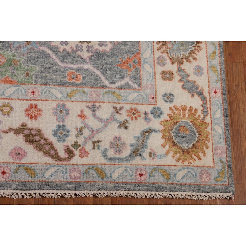 Floral Oushak Indian Area Rug Handmade Wool Carpet - 7'11" X 10'0"
