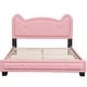 preview thumbnail 5 of 10, Full Size Upholstered Platform Bed with Ears Shaped Headboard