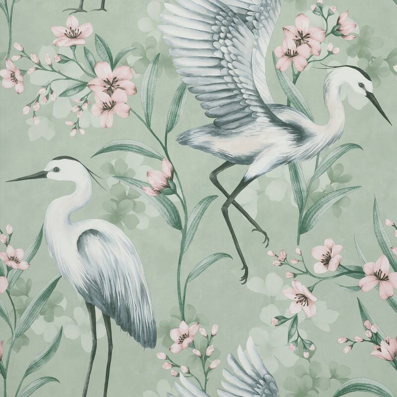 Fine Decor Simonetta Seafoam Heron Wallpaper