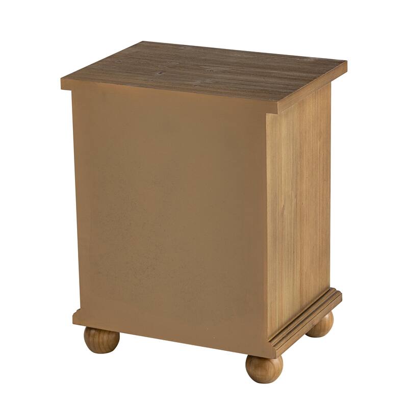 COZAYH Rustic Farmhouse 3-Drawer Nightstand with Leaves Pattern Carved, Vintage French Country Dresser Chest Accent Cabinet