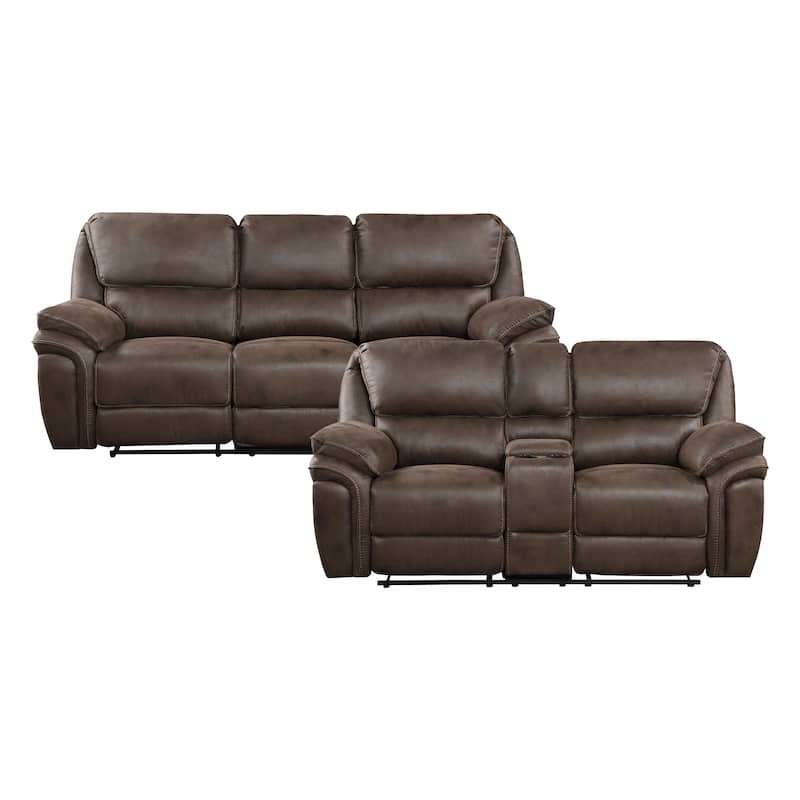 Regina 2-Piece Manual Reclining Living Room Sofa Set - Brown