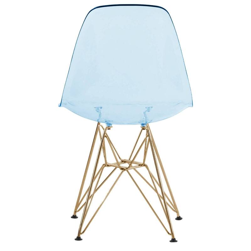 5-Piece Dining Set with 35" Round MDF Table and 4 ABS Plastic Side Chair with Gold Metal Legs