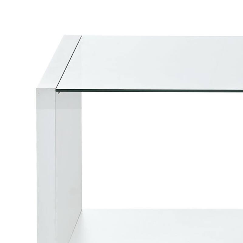 Modern Minimalist Wooden High Gloss Rectangular Coffee Table with a Drawer