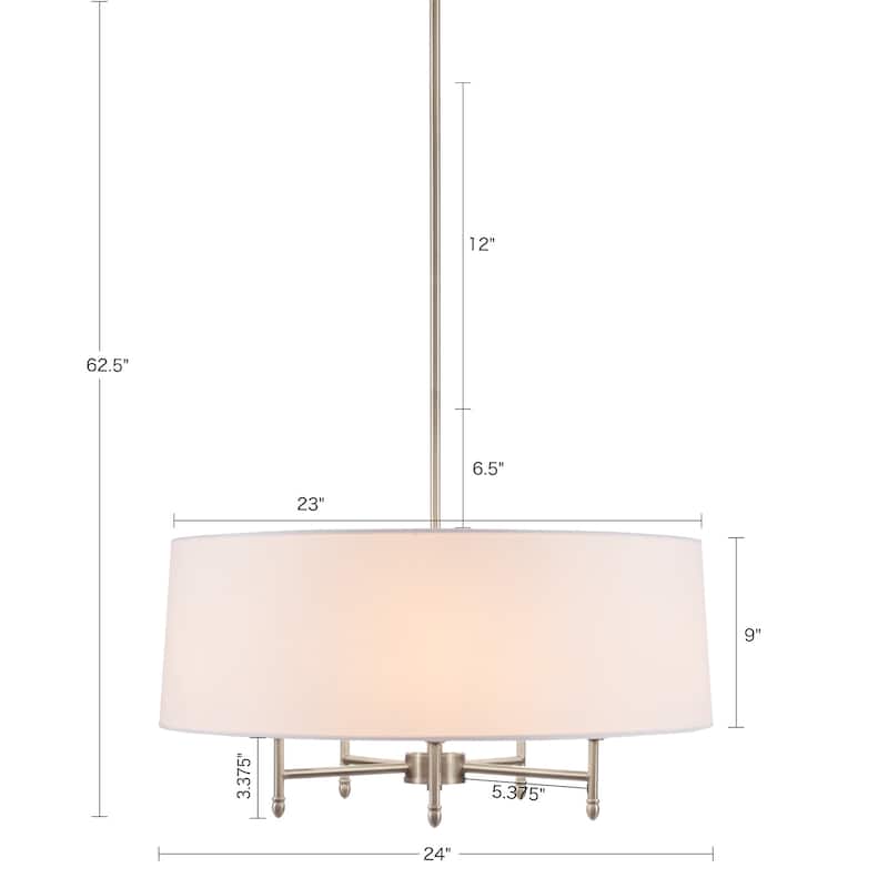 5-Light White Drum Shade Chandelier