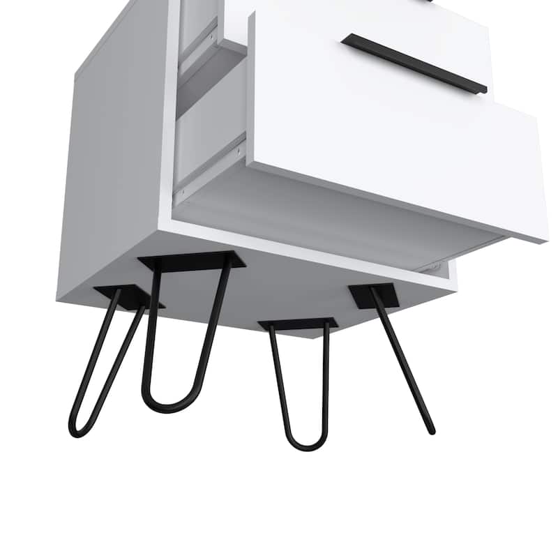 Nightstand Skyoner 2, Harpin Legs, Two Drawers, Black Wengue Finish