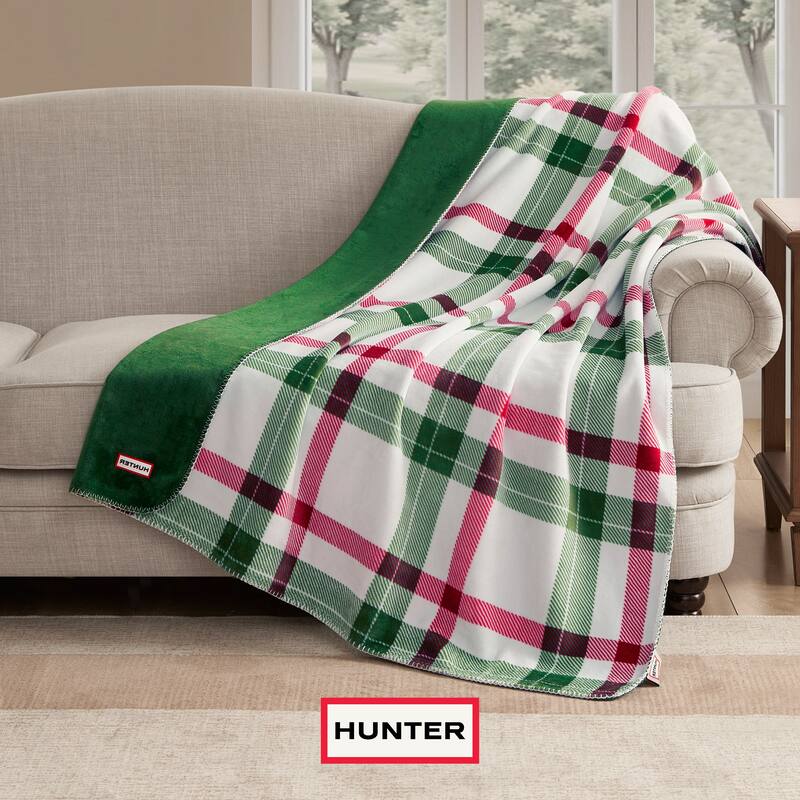 Hunter Reversible Plaid Plush Throw Blankets