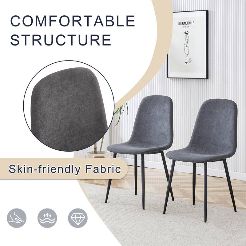 5-Piece Dining Table Set, 55" Textured Top Kitchen Table with 4 Armless Chairs, Kitchen Table Chairs Set for Dining Room