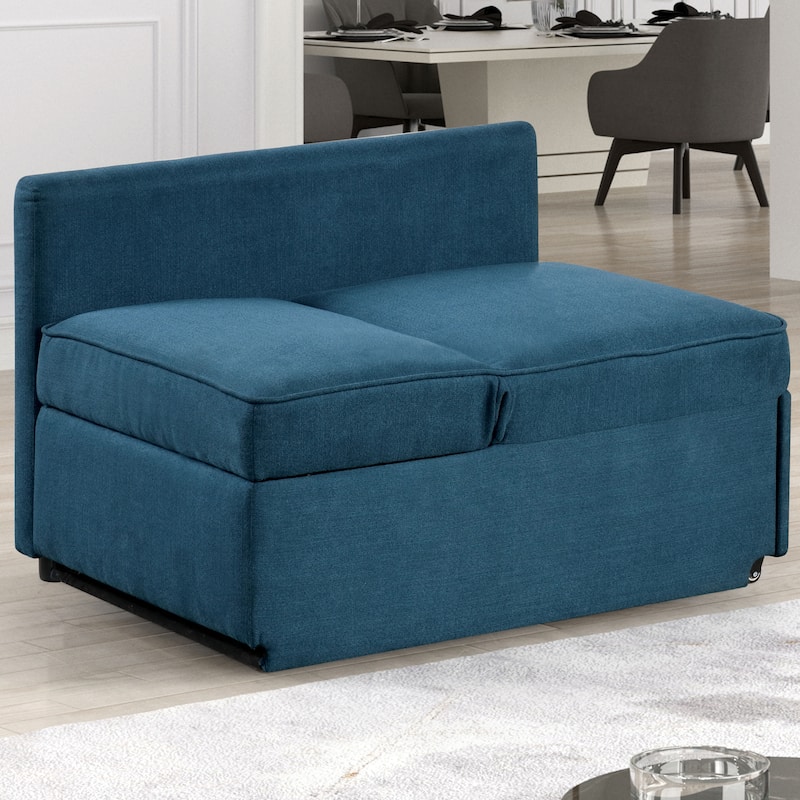 Furniture of America Araminta Modern Convertible Sofa with Pull-Out Bed and Pillows