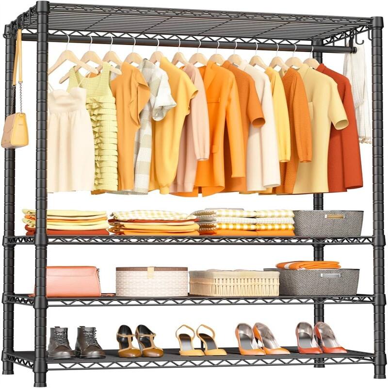 4 Tier Metal Clothes Garment Rack for Bedroom and Cloakroom