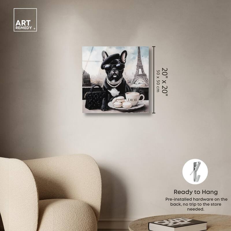 Frenchie in Paris Treats Acrylic by Art Remedy, Ready to Hang