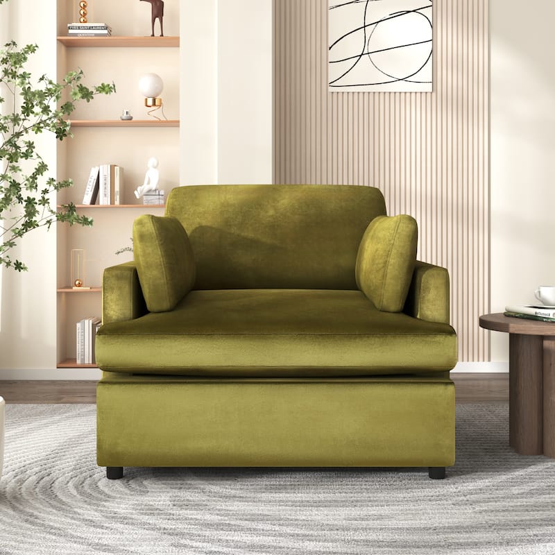 Green 37" Accent Chair with Pillows - Green