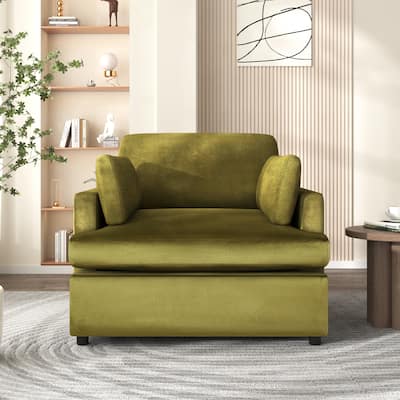 Green 37" Accent Chair with Pillows