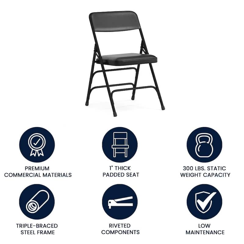 Set of 2 Metal Folding Chairs with Padded Seats