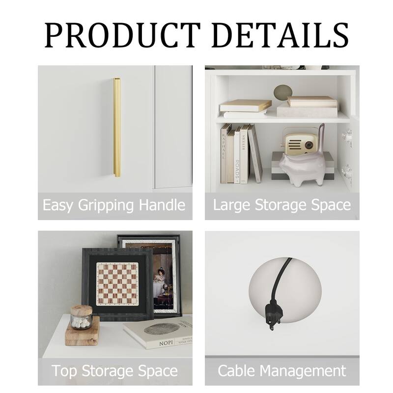 80" Modern Electric Fireplace TV Stand with 20-Color LED Lights, Fits Up to 90" TV, Adjustable Shelves & Cable Management