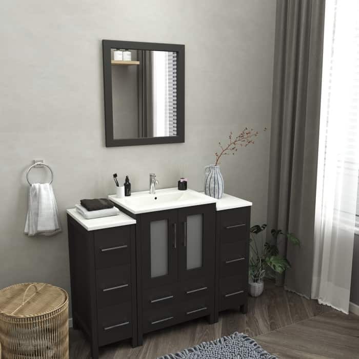 Vanity Art 48 in. Single Sink Bathroom Vanity with Top and Mirror - 48 X 18.1 X 35.8