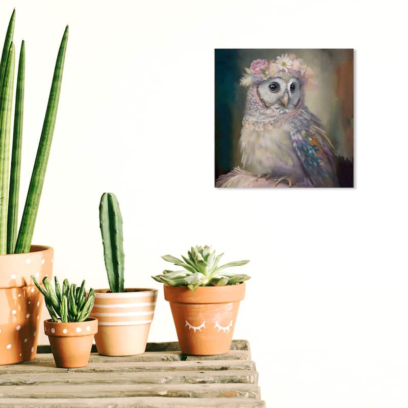 Wynwood Studio Canvas Animals Owlette III Gray and Light Pink Traditional Wall Art Canvas Print - Gray, Pink - 12 x 12