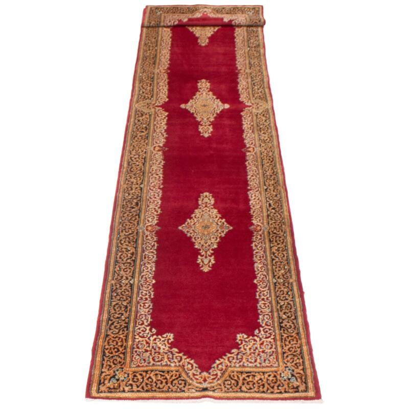 ECARPETGALLERY Hand-knotted Anatolian Vintage Red Wool Rug - 2'7 x 13'1