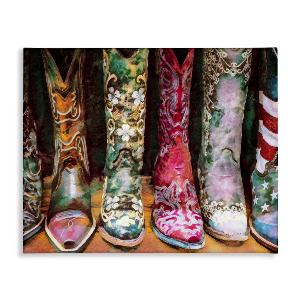 Stupell Cowboy Boots Various Bold Designs Americana Apparel Canvas Wall Art, Design by Graffitee Studios