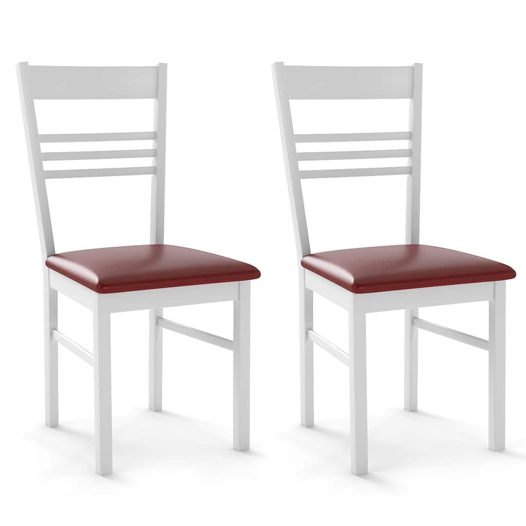 Gymax Wood Dining Chairs Set of 2 w/Rubber Wood Frame Padded Seat &