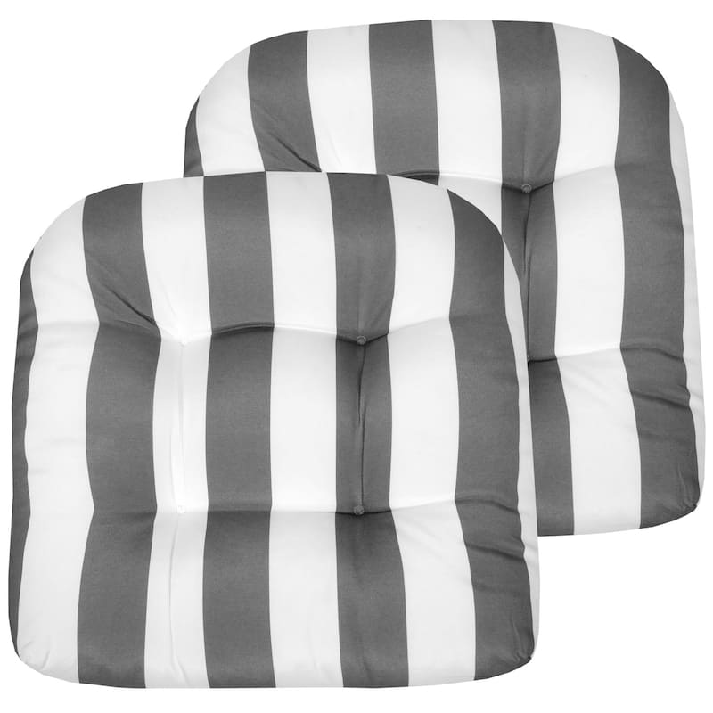 Sweet Home Collection Havana Stripe Patio Cushions Outdoor Chair Pads Thick Fiber Fill Tufted 19" x 19"