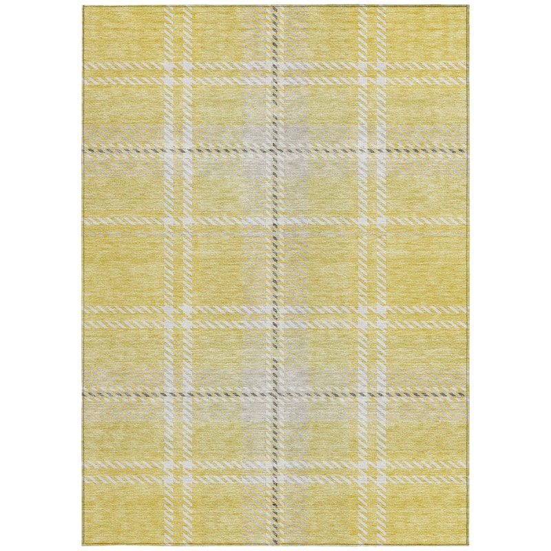 HomeRoots Plaid Transitional Rectangle Outdoor Rug
