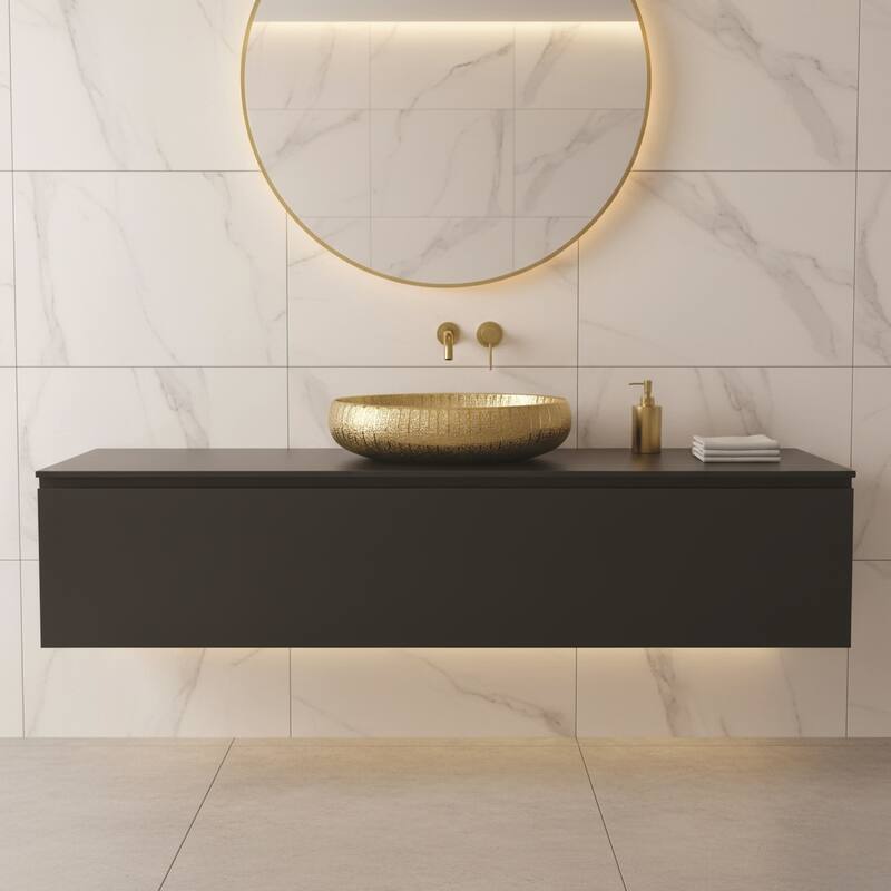 Luxury Modern Vessel Bathroom Sink - Gold - 23" x 15"