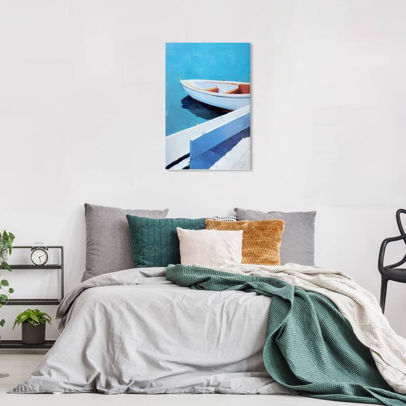 Wynwood Studio Canvas Nautical and Coastal Vineyard Boat Blue and Celeste Nautical & Coastal Wall Art Canvas Print - 24 x 16