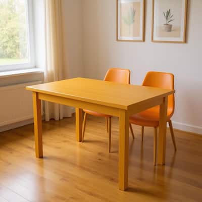 HomeRoots 48" Goldenrod Solid Wood Dining Table - 48.00 in. x 30.00 in. x 27.00 in.
