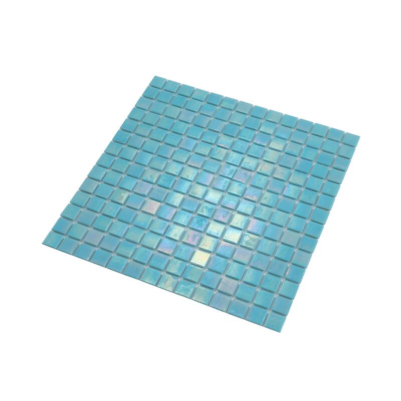 Apollo tile 12" x 12" Nacreous Glossy Cyan Blue Glass Tile (20 sq ft/case) - 20 Pack
