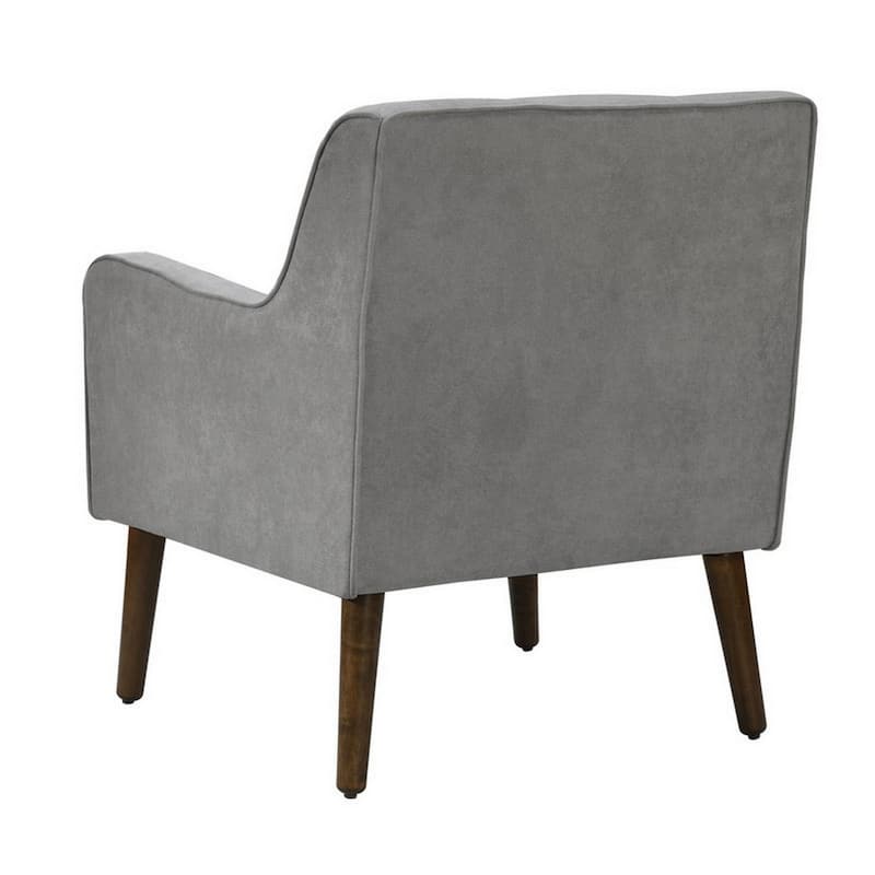 Kina 28 Inch Accent Chair, Light Gray Fabric, Button Tufted, Angled Legs