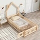 preview thumbnail 20 of 52, Montessori Floor Bed with Fence and Door, House-Shaped Headboard Floor Bed, Wooden Kids Bed Frame for Boys Girls, Twin/Full Size